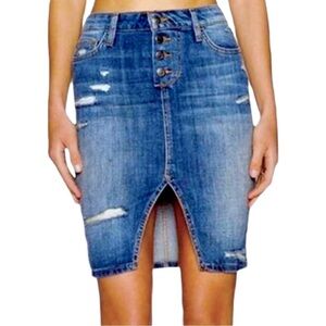 Joe’s Jeans Nordstrom Distressed Buttonfly Denim Pencil Slit Skirt 26